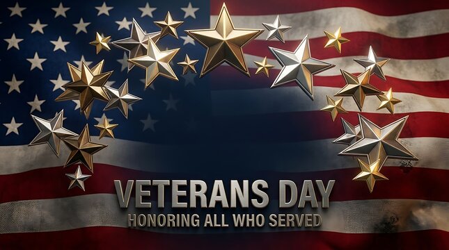 American flag background with stars and fireworks for veterans day celebration
