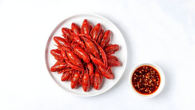 Red crawfish and dipping sauce