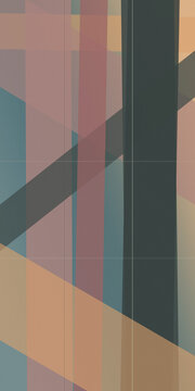 Muted geometric panels, translucent columns, and diagonal forms create a sophisticated composition in taupe, charcoal, rose, and ochre for understated design projects.