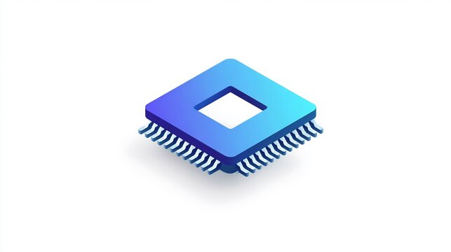 Stylized microchip illustration depicting technological advancement and digital innovation