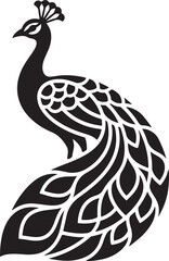 Fototapeta premium Peacock silhouette with ornate decorative feathers wildlife silhouette beautiful
