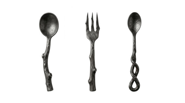Creative halloween themed cutlery set with fork and spoons designed to resemble branches for a festive dining experience