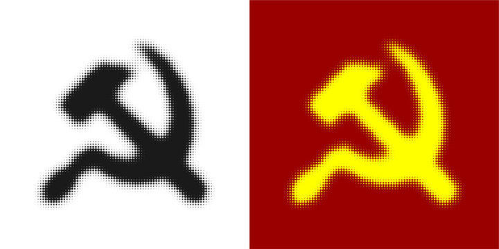 Hammer and Sickle Communism symbol halftone dotted effect style vector illustration design