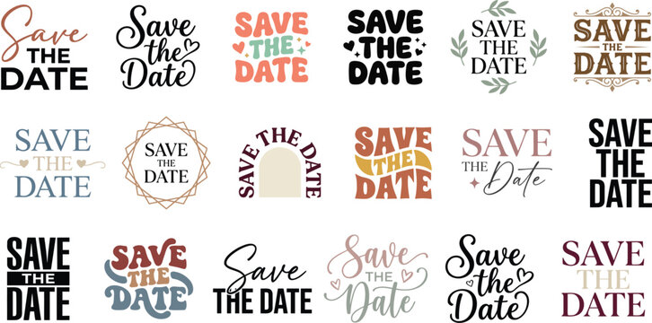 Save the Date Wedding Typography Collection