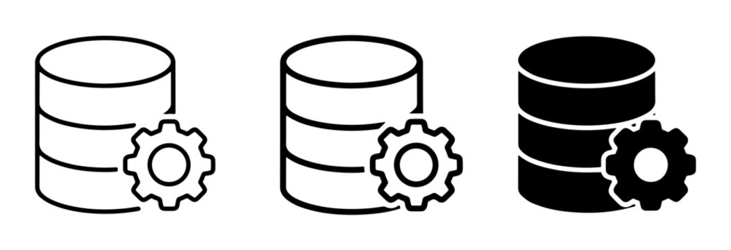 4 Database server settings icons, outline and solid styles for web and UI design