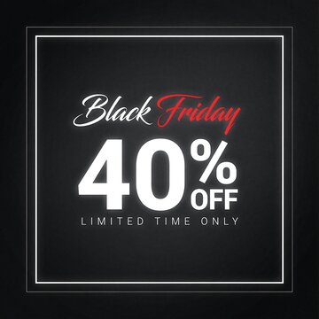 Black friday sale announcement with a forty percent discount on a chalkboard background