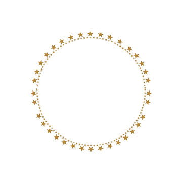 Golden star border circle isolated on a simple transparent background