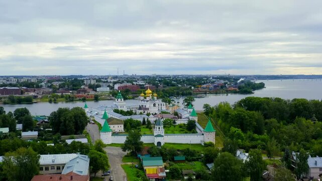 Russia, Kostroma. Holy Trinity Ipatievsky Monastery in Kostroma. Drone footage, Point of interest