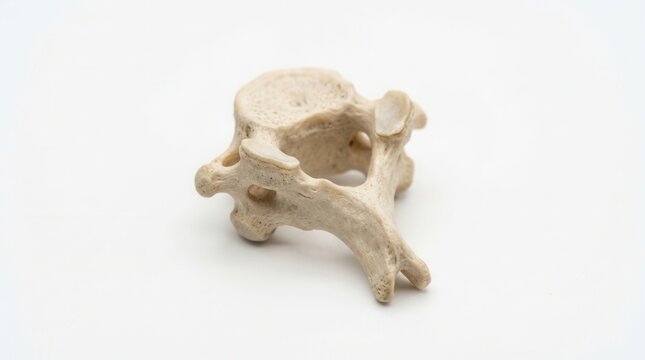 Single Vertebra Bone Isolated On White Background For Medical Study