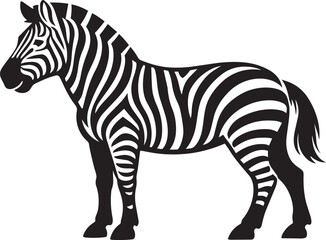 Fototapeta premium standing zebra striped animal silhouette vector illustration