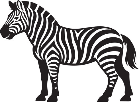 standing zebra striped animal silhouette vector illustration