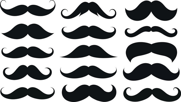 Collection of classic black mustache styles on a white background vector illustration
