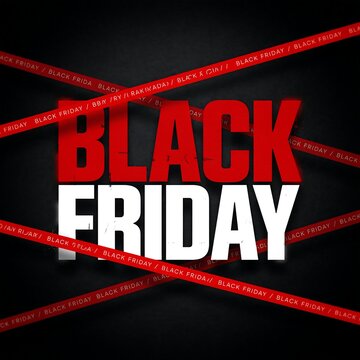 Bold black friday text with energetic red lines on a dark background