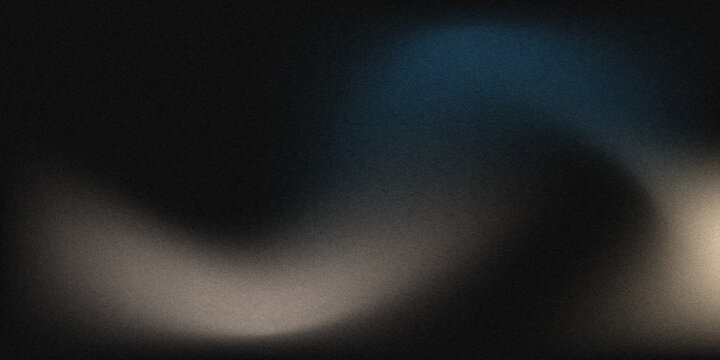 Dark abstract blurred background with deep blue glow, soft gray haze and warm beige light, atmospheric defocused gradient texture for cinematic designs, wallpapers and banners