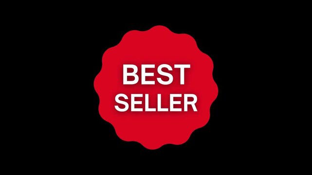 Best Seller Animated Badge with Red Scalloped Seal, Popular Product Promotion Label on Black Background