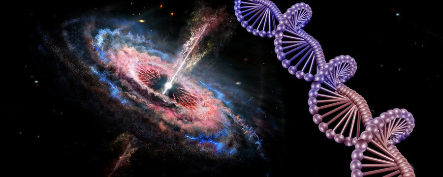 Exploring the connection between DNA and the universe through cosmic imagery