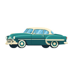 Naklejka premium Vintage Teal and Cream American Classic Car Isolated on White Background
