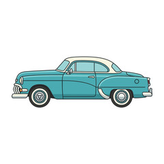 Obraz premium Vintage Teal Car Illustration - Classic Automobile