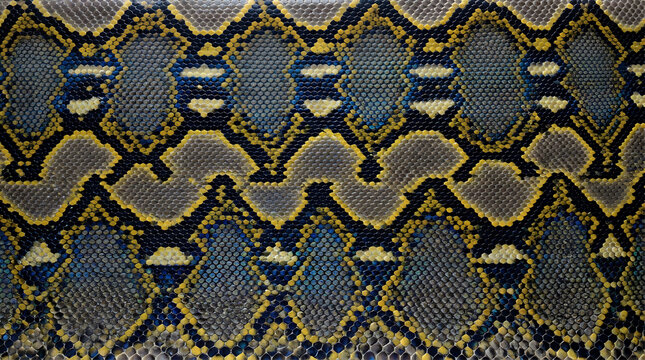 Blue Yellow Gray Black Python Snake Skin Diamond Pattern