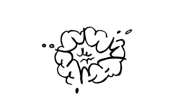 Explosion Burst Doodle Line Art Black and White Vector Cartoon Comic Effect