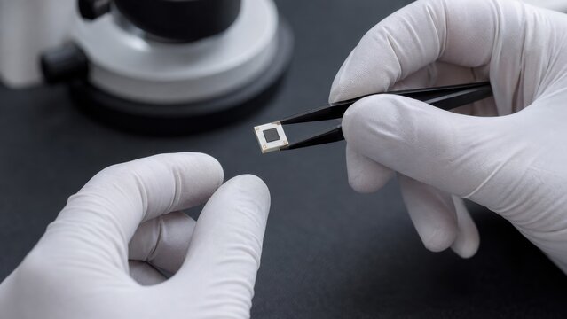 Tweezers Hold a Chip-Scale Magnetic Sensor for Inspection