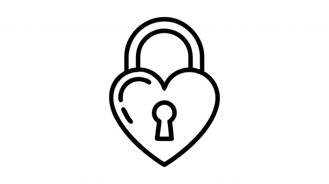 Animated heart shaped padlock icon pulsing on white background for love and security concept