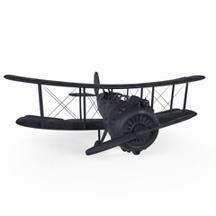 3d render of a vintage biplane model displayed on a plain background © Reys
