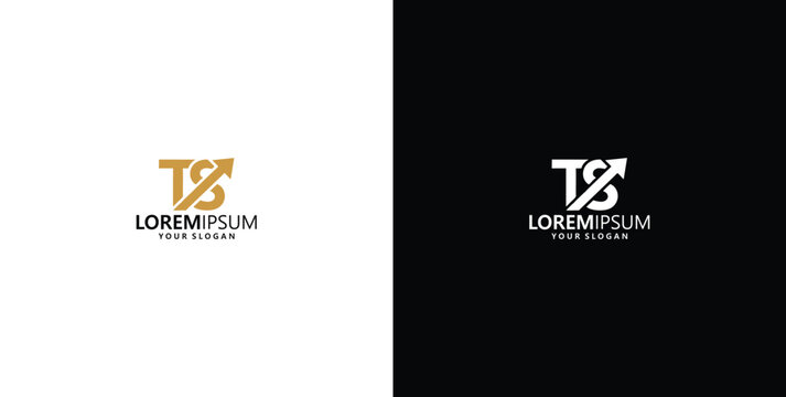 Minimalist TS Letter Logo Design Concept featuring Monogram Initials with a Growth Arrow for Corporate Branding