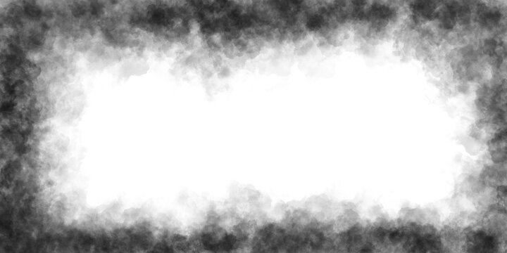 Abstract dark black smoke border frame with cloudy watercolor texture suitable for creative graphic projects and video overlay