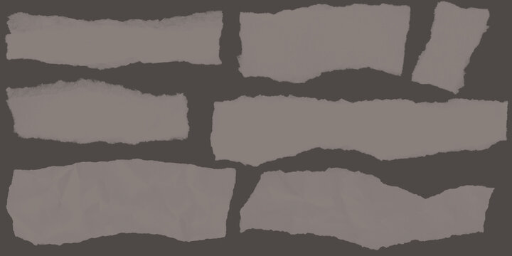 Torn paper borders vector set. Brown ripped paper sheets with rough edges on dark background. Creative design elements for scrapbooking, vintage collages, and craft projects.
