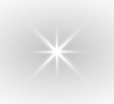 透過背景の白い光のフレアと星の輝き。キラキラしたスパークルエフェクト PNG