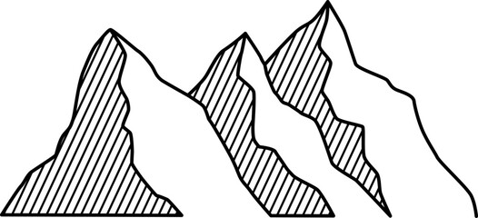 Fototapeta premium Minimalist Mountain Range Peak Line Art Illustration Outline Sketch