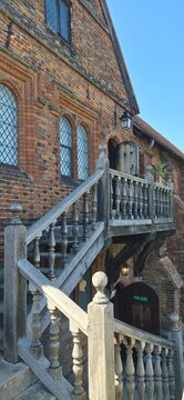 London,  Old House in Hatfield, wooden stairs and entrance group