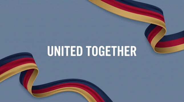 United together concept with ribbon and text