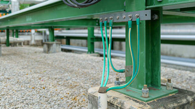A bar ground point connects steel structures to the earth, preventing static electricity hazards