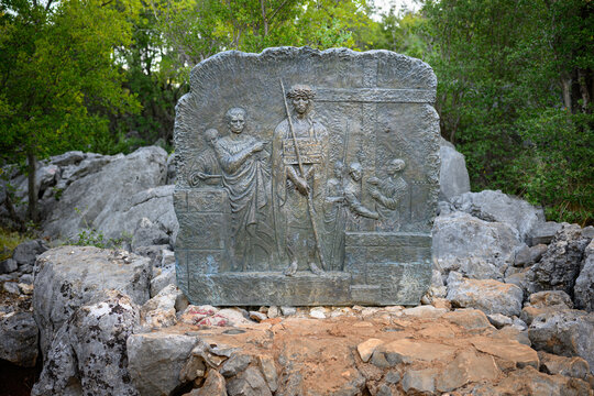 The Carrying of the Cross &ndash; Fourth Sorrowful Mystery of the Rosary. A relief sculpture on Mount Podbrdo (the Hill of Apparitions) in Medjugorje.