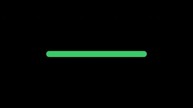 Loading bar blue progress to 100 percentage with green complete status seamless loop animation on transparent background