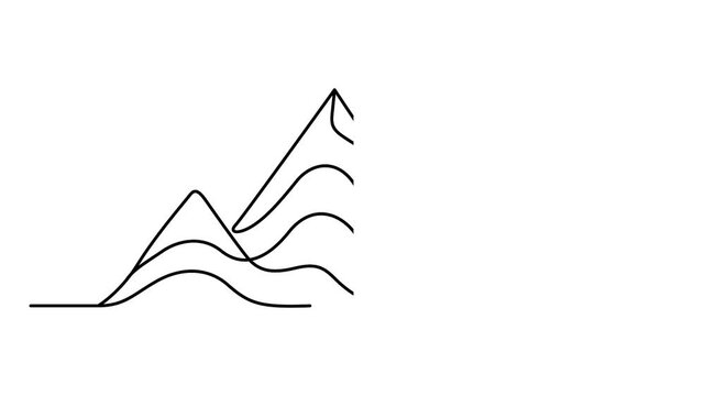 Minimalist mountain and wave line illustration