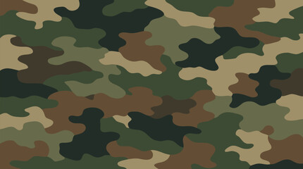 Fototapeta premium Seamless Military Camouflage Pattern Vector Illustration | Classic Army Woodland Camo Texture | Tactical Outdoor Hunting Print Design | Olive Green Brown Tan Black - detailed commercial stock