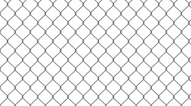 Seamless wire mesh wall pattern texture, overlapping thin lines forming chain link fence diamond grid, dark gray flat colors on clean solid white background, vector illustration design
