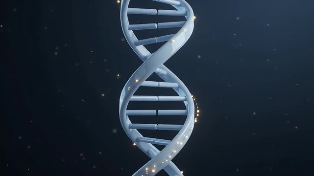 Abstract double helix DNA strand rotating, genetic engineering, biotechnology, scientific research and medicine