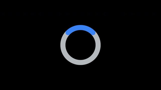 Loading circle spinner icon blue progress indicator seamless loop animation on transparent background