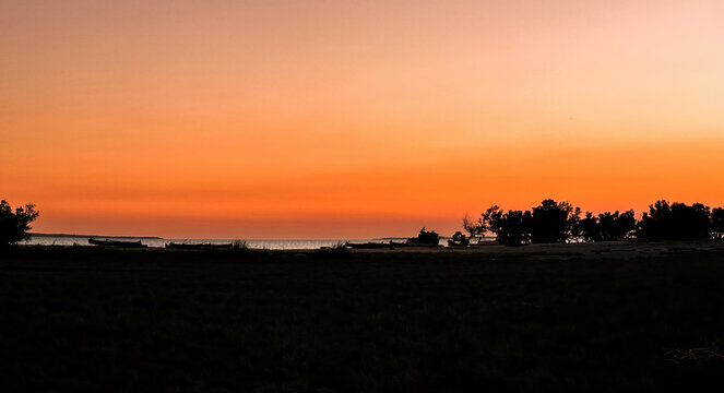 Sunset along the dirt road to Anjanamba Cave, Spiny Forest, Madagascar