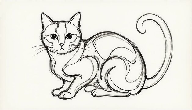 Cute cartoon vector illustration of a playful domestic cat sketch isolated on a white background