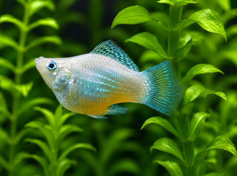 white Molly fish in aquarium
