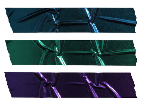 Three long horizontal banners with cracked dark glass texture in blue green and purple neon light colors