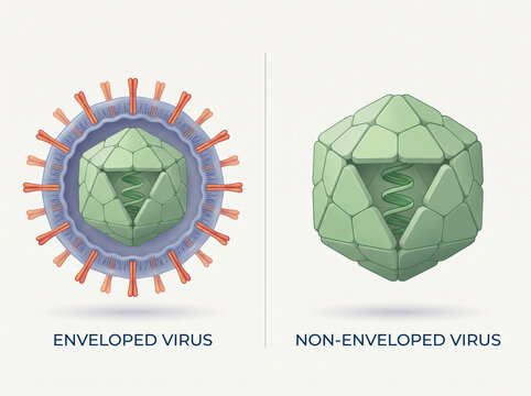 Comparison Between Enveloped and Non Enveloped Virus Structure