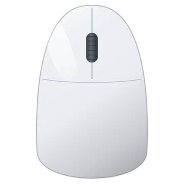 White wireless computer mouse with scroll wheel, isolated on transparent background