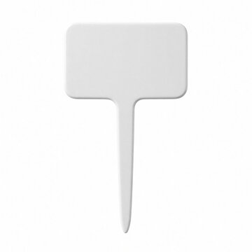White blank plant marker on clean white background. This object provides space for custom text or labels. Ideal for gardening, botany, or identifying plants in a nursery or home garden.