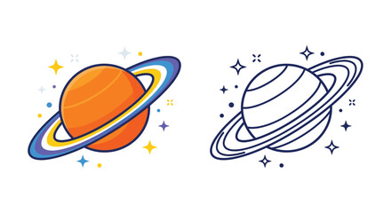 Saturn with rings a colorful vector illustration on a white background © Virtuous